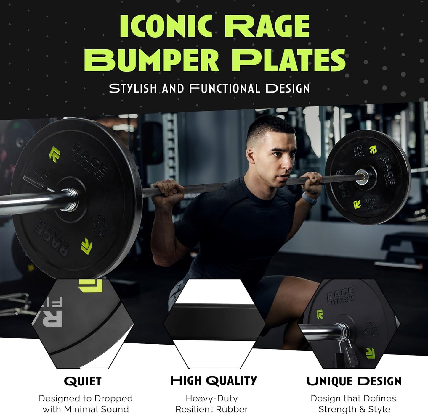Olympic Bumper Plates – Rubber-Coated Weight Plates with Steel Insert for Strength Training & Home or Commercial Gyms (10–45 Lb, Sold Individually)