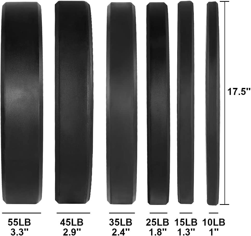 2 Inch Bumper Plates, 10-650Lbs, Barbell Rubber Olympic Weight Plates Set for Home Gym, Strength Training & Weight Lifting, Multiple Options Colors