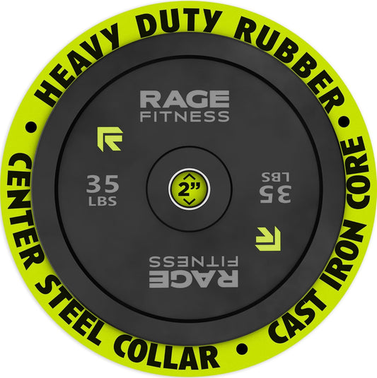 Olympic Bumper Plates – Rubber-Coated Weight Plates with Steel Insert for Strength Training & Home or Commercial Gyms (10–45 Lb, Sold Individually)