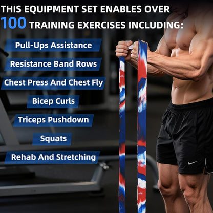 Resistance Band Set, 81.9 Inch Circumference Pull up Assist Bands with Storage Bag, Camouflage Workout Bands for Powerlifting, Stretching, WOD & Strength Training, Unisex Fitness