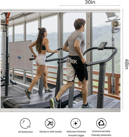 Tempered Glass Home Gym Mirror, 2Pcs 48"X30" Large Gym Mirror, HD Large Full Body Mirrors for Dance, Yoga, Frameless, Fitness, Garage