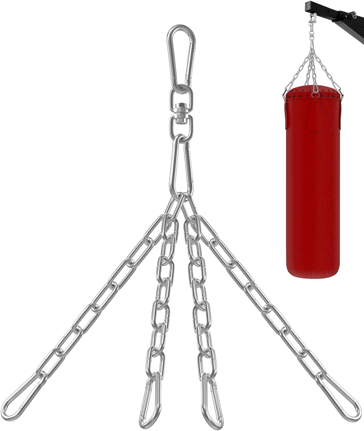 Punching Bag Hanger, Heavy Bag Spring 555 LB Capacity, Stainless Steel Hanging Kit with Spring Hook & Carabiner, Indoor & Outdoor Mounting for Boxing Bags & Recreation