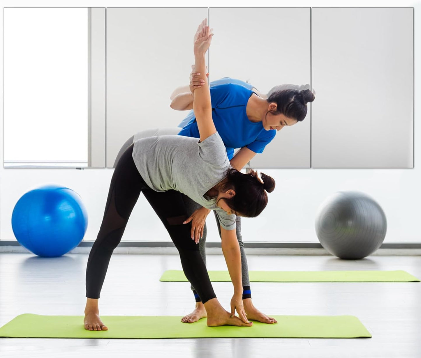 Tempered Glass Home Gym Mirror, 2Pcs 48"X30" Large Gym Mirror, HD Large Full Body Mirrors for Dance, Yoga, Frameless, Fitness, Garage