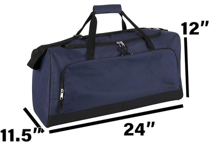 24 Inch 55 Liter Weekender Overnight Duffel Shoulder Bag for Men, Women, Teens, Gym, Travel, Sports and Recreation in Navy Blue
