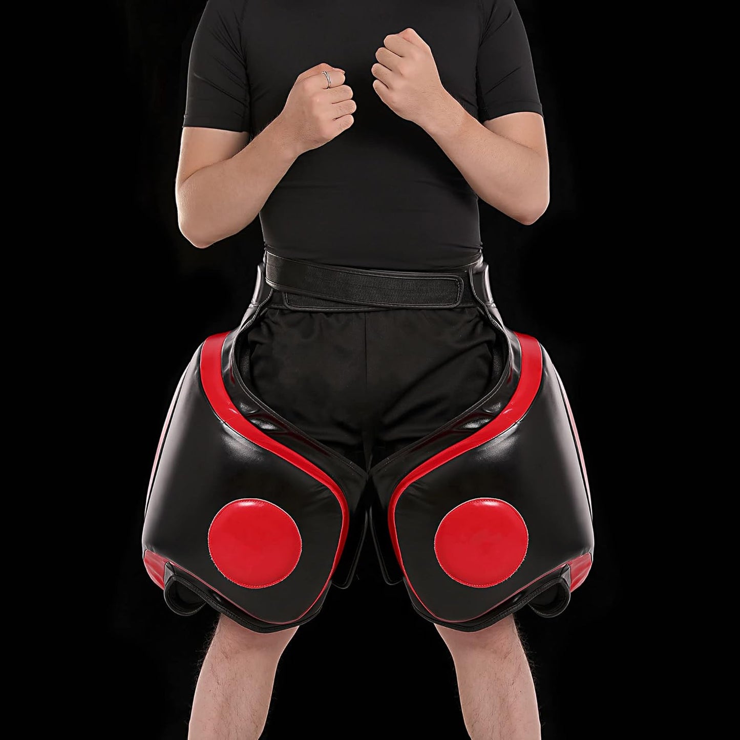 Kickboxing Thigh Pads - Muay Thai Thigh Pads High Density Foam Leg Guards with PU Leather - Adjustable Training Gear for Martial Arts Coach Trainer and Adult Sparring Body Protector