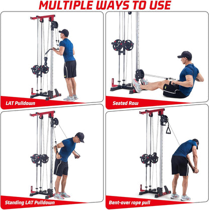 LAT Pull down Machines, 20-Position Wall Mount Cable Machine, Dual Pulley Cable Machine, Pulldown & Low Row Dual Station System with Accessories for Cable Crossover, Row, Chest Press & Leg Exercises |
