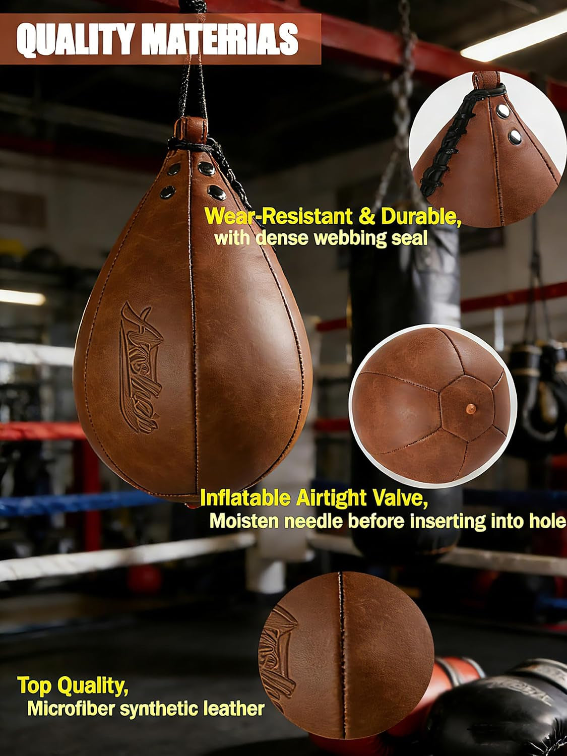 Boxing Speed Punching Bag MMA Training Speed Ball Hanging Swivel Reflex Bag Equipment Workout Kicking Martial Arts Home Gym Exercise Speed Bag