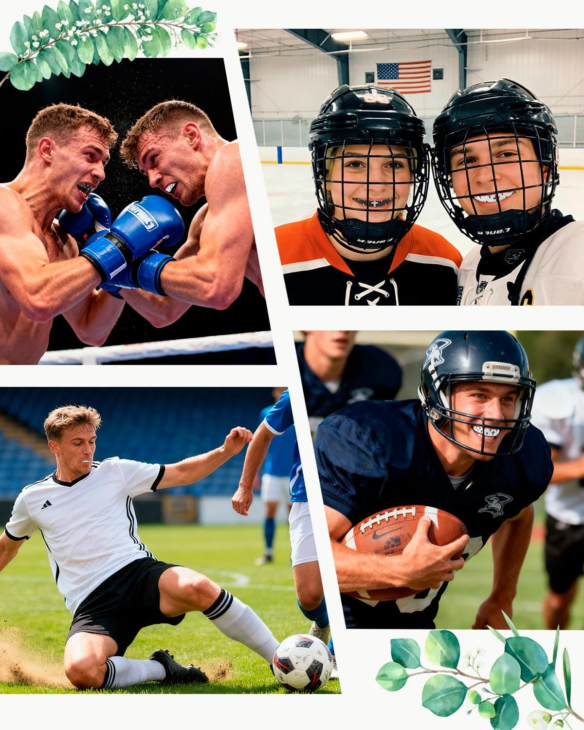 4 Pcs Mouth Guard - Faith Cross Mouthguard with Case, Religious Adult Mouth Guards Braces for Football Boxing Basketball Lacrosse Hockey and All Contact Sports