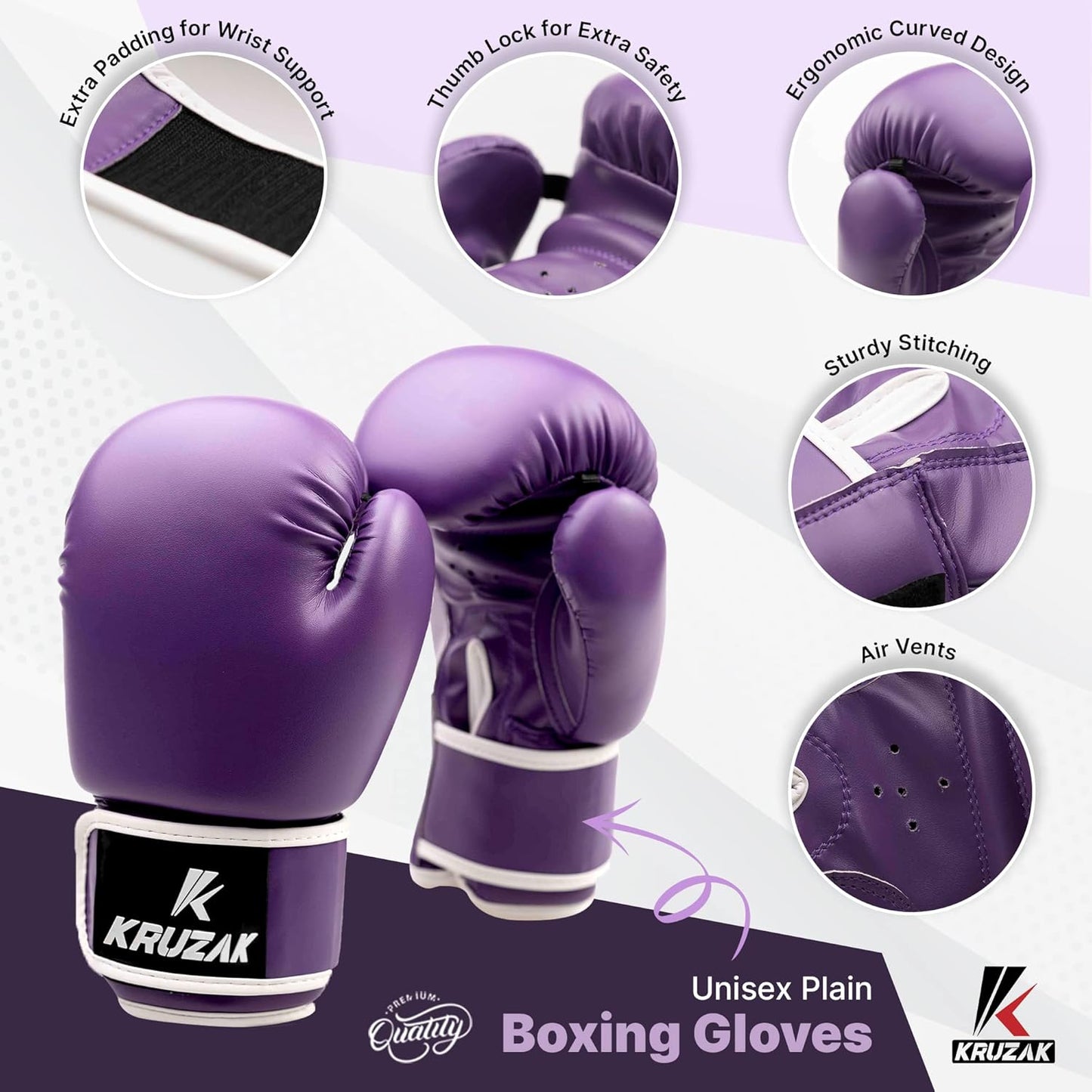 Kruzak Boxing Gloves for Men & Women, Sparring & Kickboxing Gloves, Muay Thai & MMA Gloves, 8-16 Oz