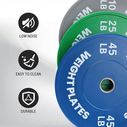 2" Rubber Bumper Weight Plates (Pairs/Single 1.25-55 Lbs) - Change Weight Plates Set 2 in Colored Fractional Weight Plates for Weightlifting,Home Gym Strength Training