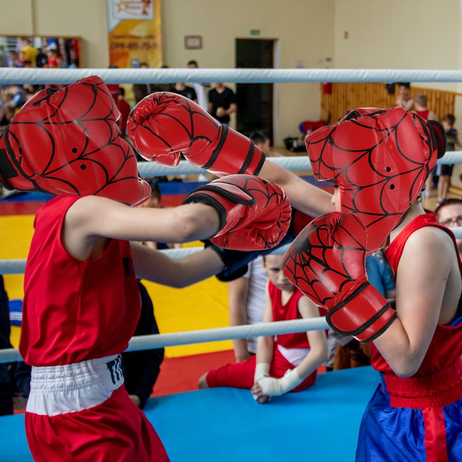 2 Pair Boxing Gloves for Kids Youth 6Oz Boxing Gloves Wrestling Gloves Sparring Equipment for Boxing Taekwondo Kickboxing Muay Thai BJJ Karate Training