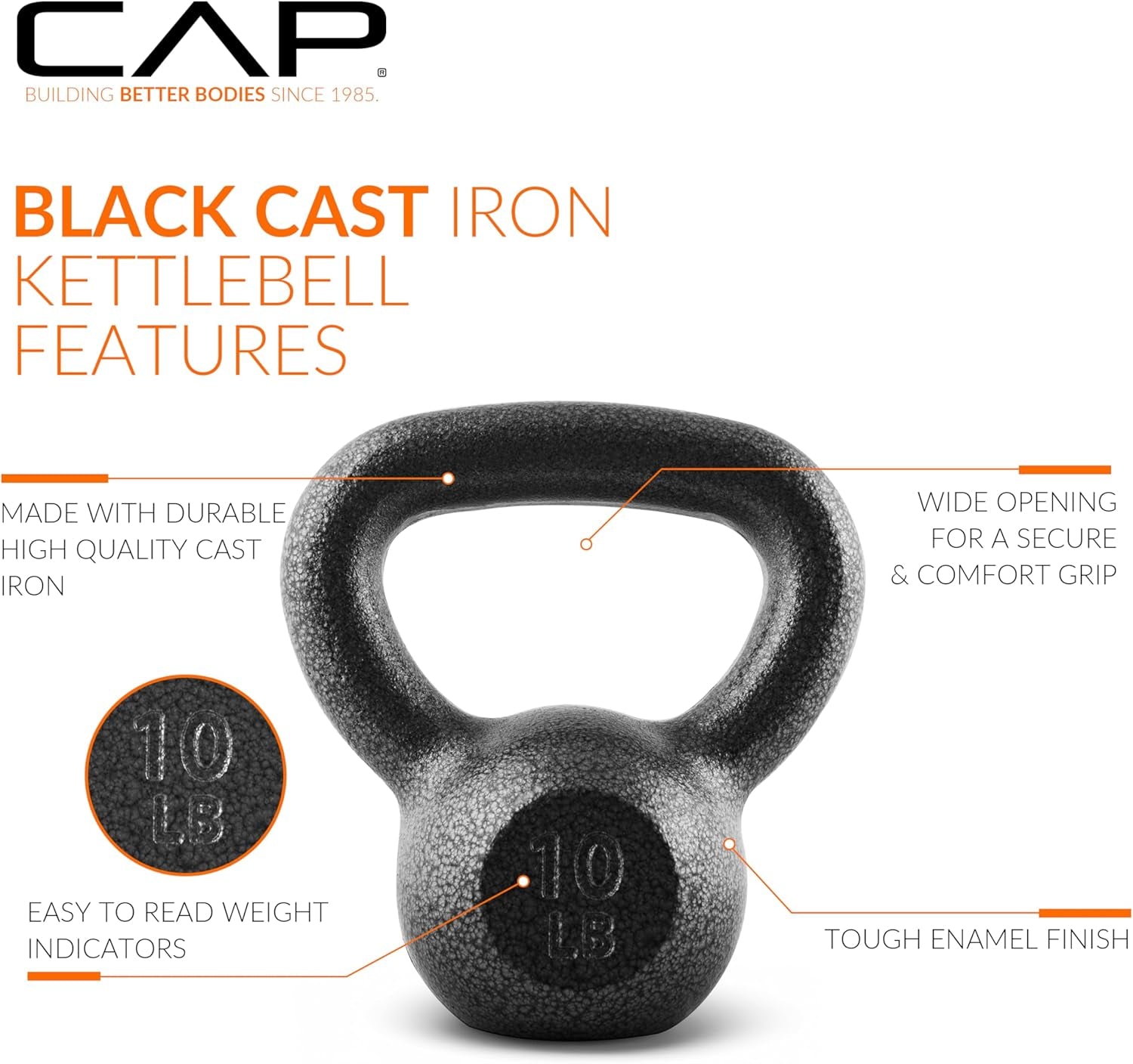 CAP Barbell Cast Iron Kettlebell - Singles and Sets, Multiple Weight Choices