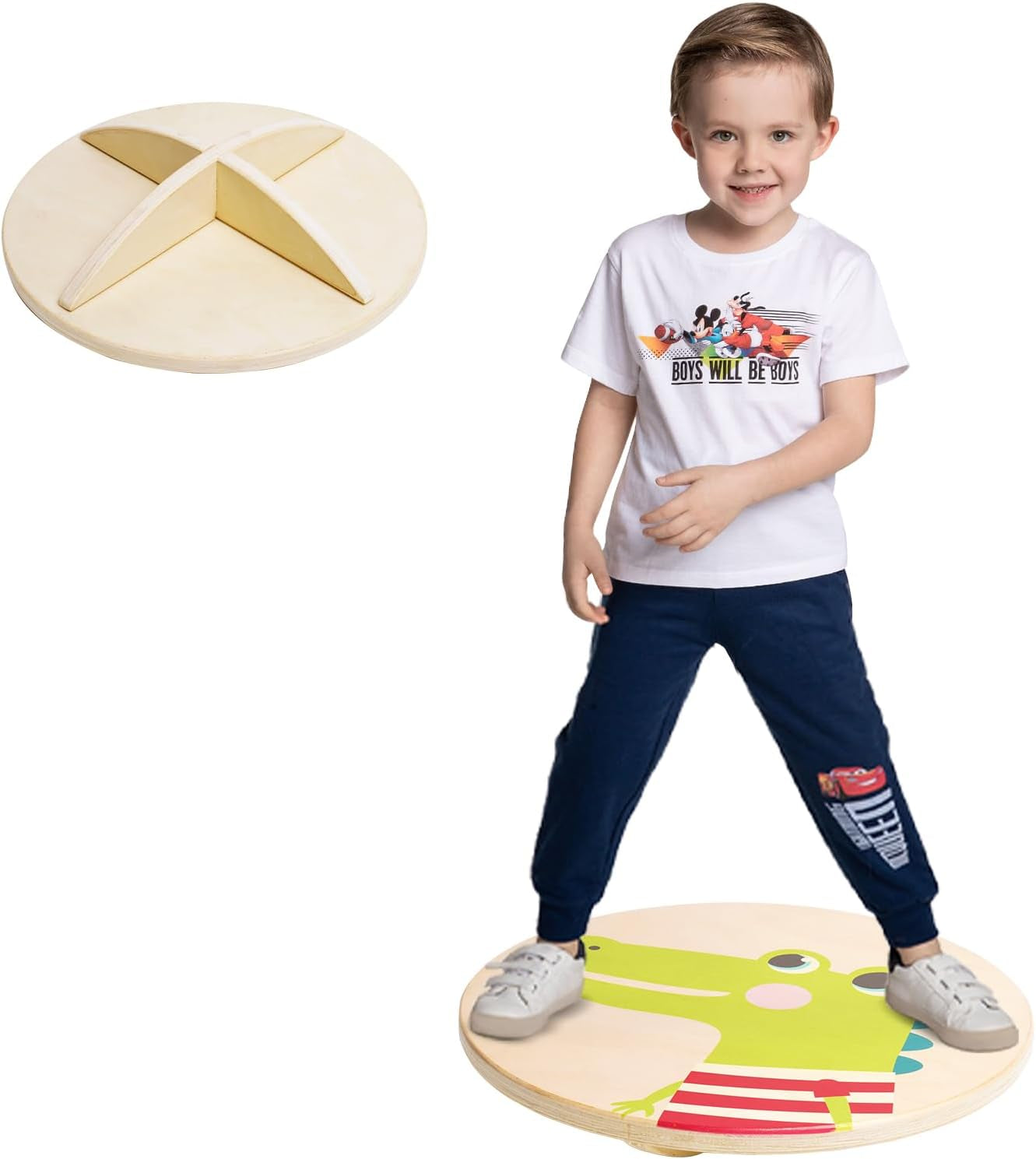 Wooden Balance Board with Crossed Base Balance Kids Rocking Seesaw Balance Board Sensory Training Rocking Board Balance Training Equipment Indoor Outdoor