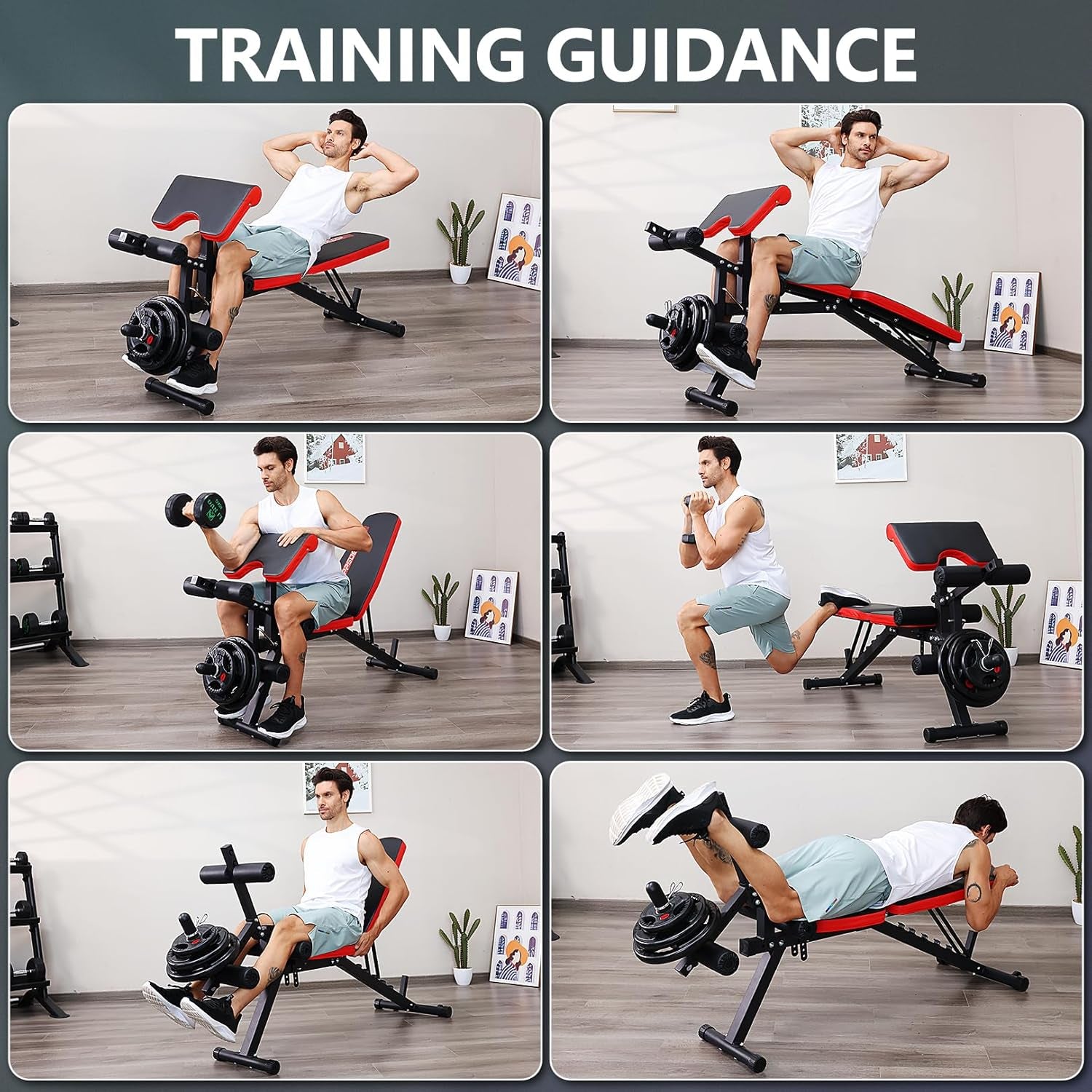 800LBS Adjustable Weight Bench, Workout Bench for Home Gym, Weight Bench with Leg Extension and Leg Curl, Preacher Curl Bench, Gym Bench Exercise Bench