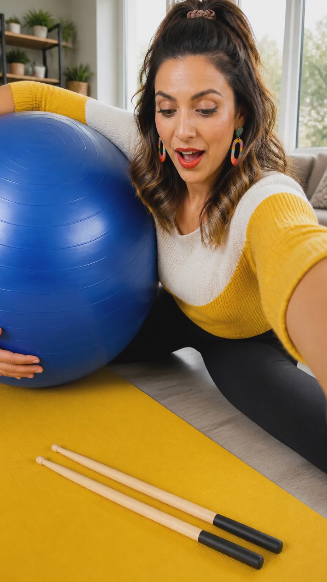 Product video: Cardio Drumming Equipment Set, Fitness Balance Ball with Pump & 3.2Oz Sticks, Aerobic Exercise Ball for Workouts, Stability, Pilates, Yoga, Pregnancy Gymnastics