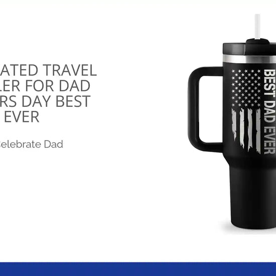 40 Oz Insulated Travel Cup Tumbler For Dad Gift Fathers Day Best Dad Ever by@Outfy