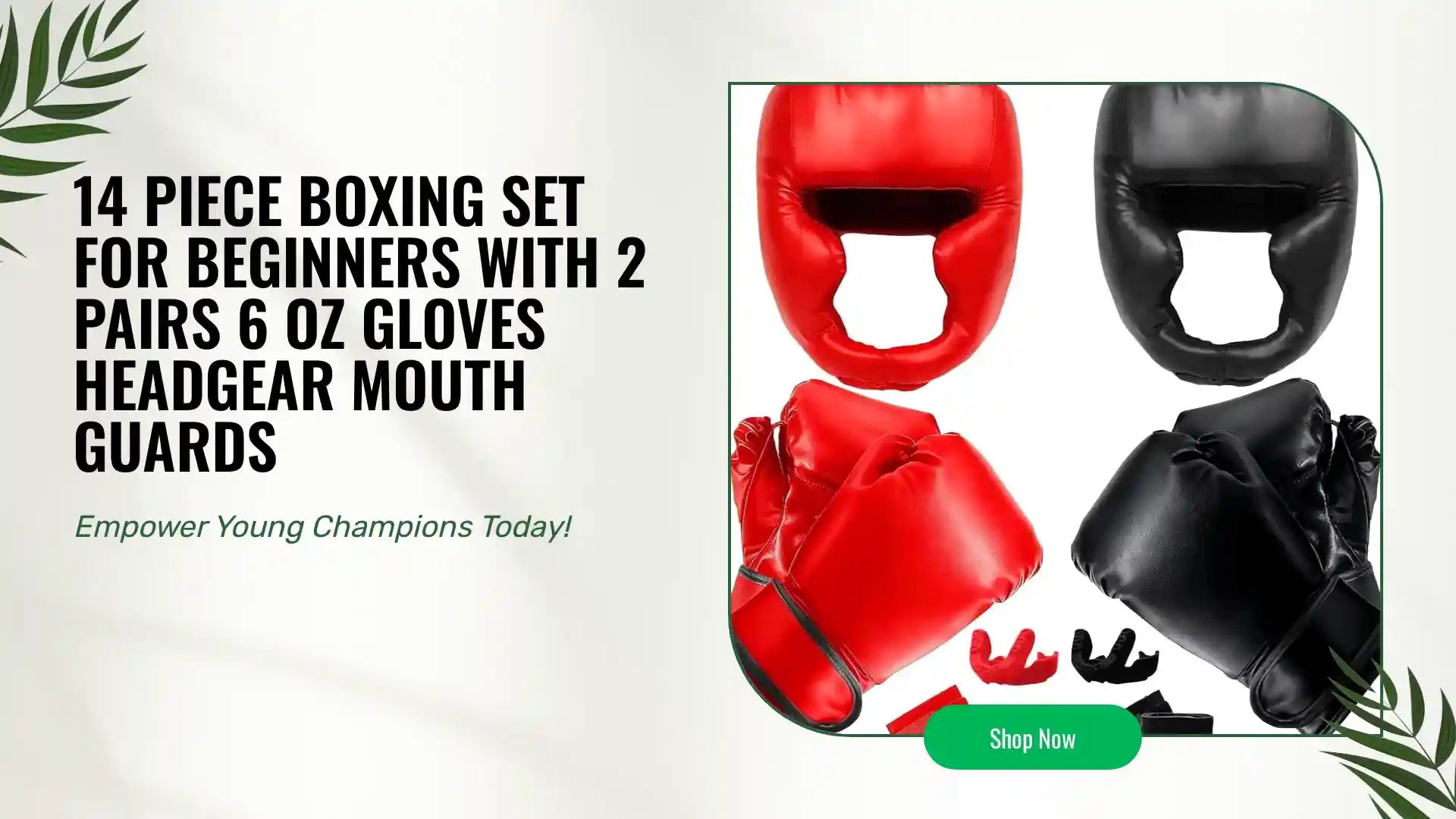 14 Piece Boxing Set For Beginners With 2 Pairs 6 Oz Gloves Headgear Mouth Guards by@Outfy